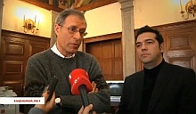 Francisco Louca, chairperson of the Left Block of Portugal and Aexis Tsipras
